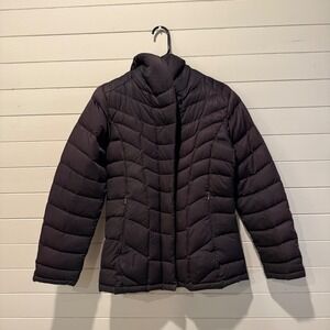 Patagonia Womens Down With It Hooded Puffer Jacket Black Small